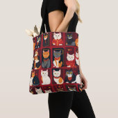 sac fourre-tout en art Ai de chats patchwork (De près)