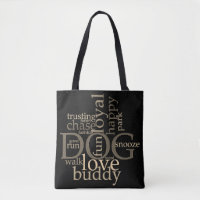 Sac fourre-tout en art de mots de chien