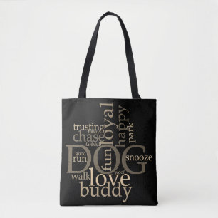 Sac fourre-tout en art de mots de chien