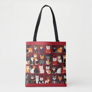 sac fourre-tout en art IA chats patchwork