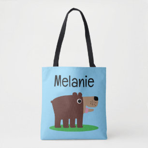 Sac fourre-tout en cartoon d'ours brun animé migno