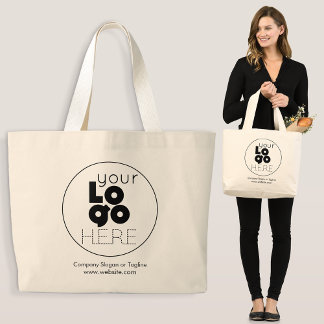 Sac fourre-tout en coton grand sur mesure avec log