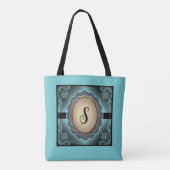 Sac fourre-tout en dentelle Turquoise Monogramme (Dos)