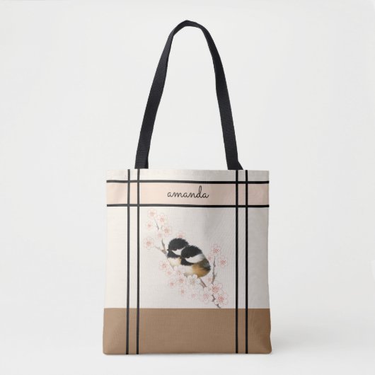 Sac fourre-tout en fleurs de cerisier d'oiseaux de (Devant)