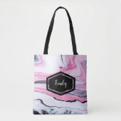 sac fourre-tout en marbre noir et rose (Devant)