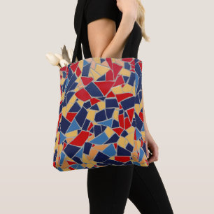 Sac fourre-tout en mosaïque bleue et rouge de la M
