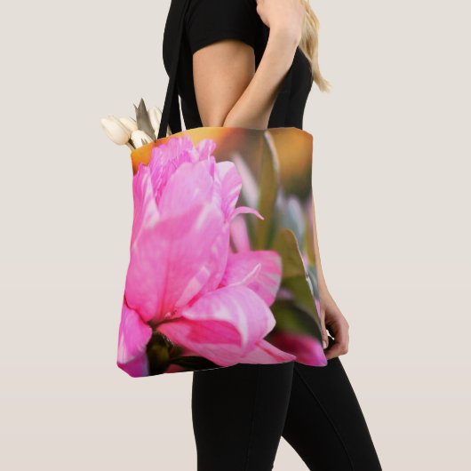Sac fourre-tout en polyester brossé à azalée rose (De près)