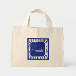 Sac fourre-tout en rotin bleu Nantucket