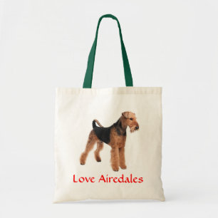 Sac fourre-tout en toile avec chiot Airedale Terri
