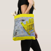 Sac fourre-tout en toile de chaise de plage jaune (De près)