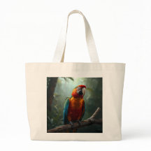 Sac fourre-tout en toile de perroquet ara coloré v