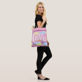 Sac fourre-tout en toile rose pastel mignon amour (Sur le modèle)