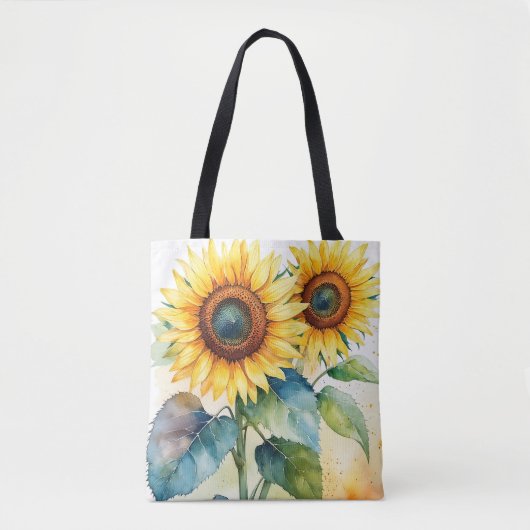 Sac fourre-tout en toile Sunshine en fleurs (Devant)