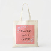 Sac fourre-tout enseignant de fleurs roses (Devant)