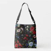 Sac fourre-tout Faux Brodé Rouge & Bleu Fleurs (Dos)