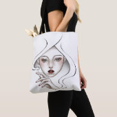 Sac fourre-tout fille enfumée blanches (De près)