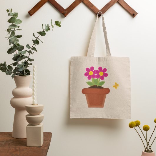 Sac fourre-tout Fleur en pot et Papillon