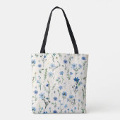 Sac fourre-tout Fleur sauvage chic bleu (Dos)