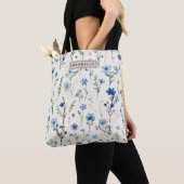 Sac fourre-tout Fleur sauvage chic bleu (De près)