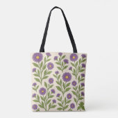 Sac fourre-tout fleurs beige et violet (Dos)