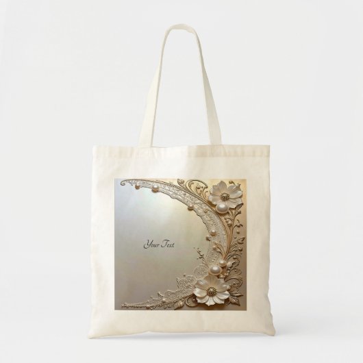 Sac fourre-tout fleurs blanches perles moderne (Devant)