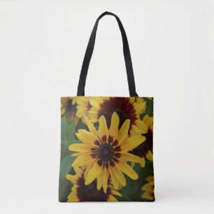 Sac fourre-tout fleurs jaunes marron partout