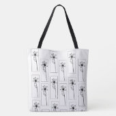 Sac fourre-tout Fleurs noires et blanches Florales (Dos)
