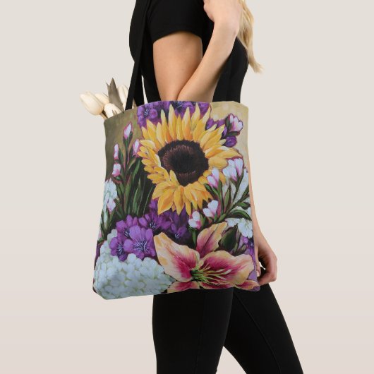 Sac fourre-tout floral "à bouquet de fin d'été" (De près)
