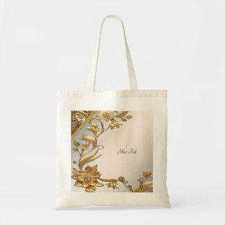 Sac fourre-tout floral à feuilles ondulées dorées