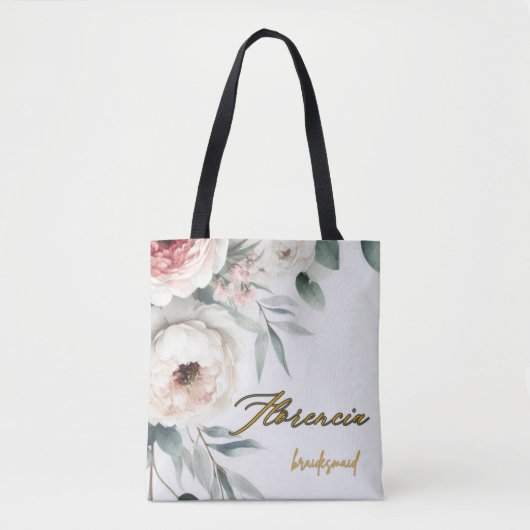 Sac fourre-tout floral à l'aquarelle Eucalyptus &  (Devant)