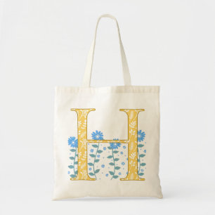 Sac fourre-tout floral à monogramme de "H"