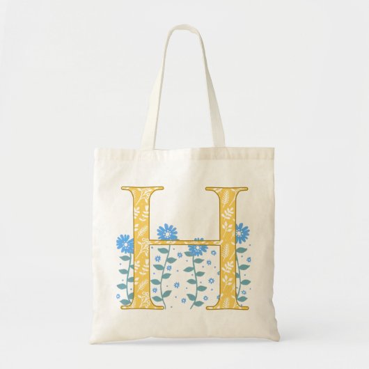 Sac fourre-tout floral à monogramme de "H" (Devant)