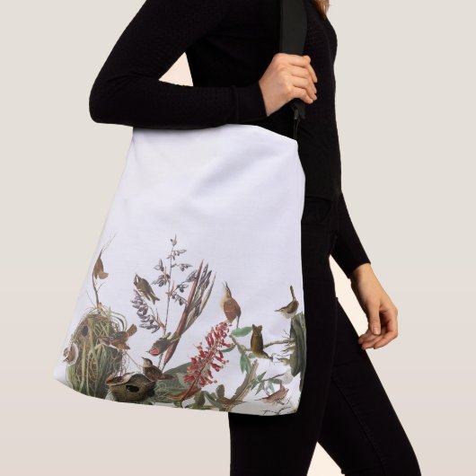 Sac fourre-tout floral à nids de faune d'oiseaux (De près)