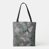 Sac fourre-tout floral à papillon de vert sauge (Dos)