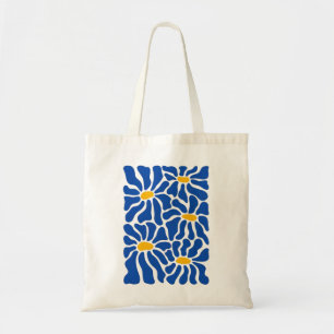 Sac fourre-tout floral abstrait Art rétro bleu