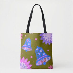 Sac fourre-tout floral abstrait gras en violet et