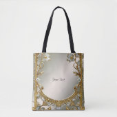 Sac fourre-tout floral blanc orné d'or (Devant)