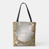 Sac fourre-tout floral blanc orné d'or (Dos)