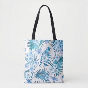 Sac fourre-tout floral bleu tropical