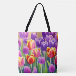 Sac fourre-tout floral des tulipes printanières