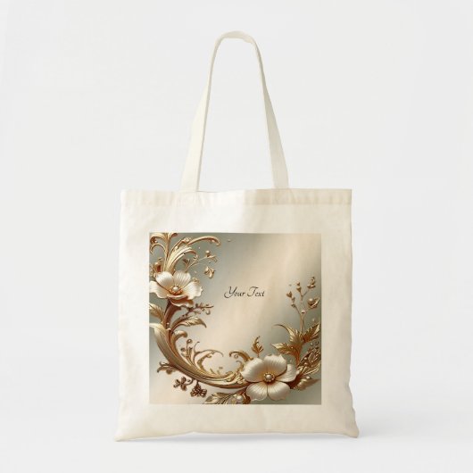 Sac fourre-tout floral doré (Devant)
