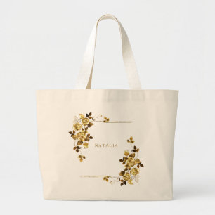 Sac fourre-tout floral élégant géométrique or