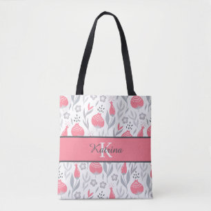 Sac fourre-tout floral monogrammé