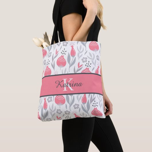 Sac fourre-tout floral monogramme (De près)