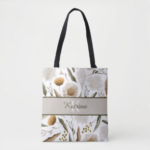 Sac fourre-tout floral monogramme