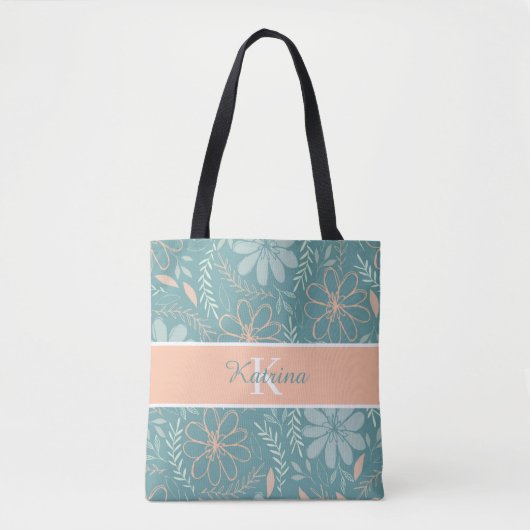 Sac fourre-tout floral monogrammé (Devant)