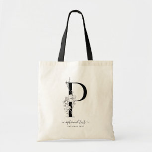 Sac fourre-tout Floral Monogramme - Lettre simple
