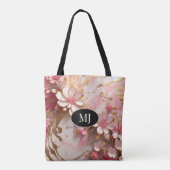 Sac fourre-tout Floral Monogramme rose blanc or (Dos)