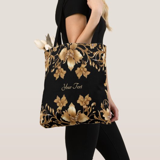 Sac fourre-tout floral or (De près)