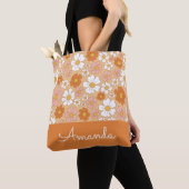 Sac fourre-tout Floral orange et blanc (De près)